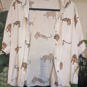 4 for $20 Leopard Print White Shirt
